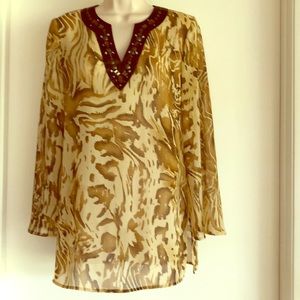 Beach Cover Up, Beaded V Neckline